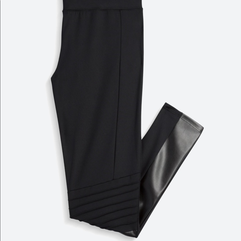 Faux Leather Detail Moto Legging